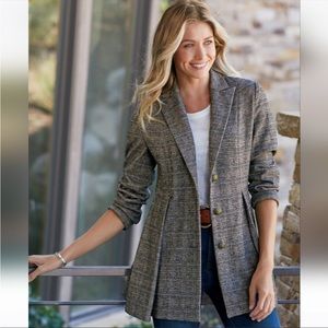 Soft Surroundings Jessamyn Plaid Pleated Blazer